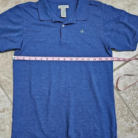 Calvin Klein Jeans Boys XL 18/20 Blue Polo Shirt CK Logo Preppy Classic 90s - Picture 6 of 7